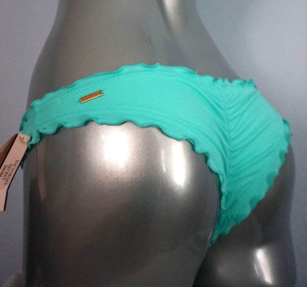 Victoria's Secret Aqua Seafoam Glow Ruffle Itsy Ruched Bikini Bottom XS